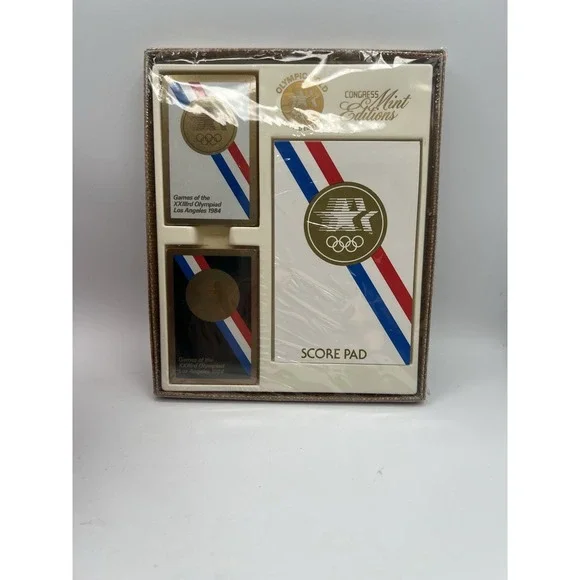 Vtg. 1984 Olympic Gold & Congress‎ Mint Limited Edition Playing Card Set Pads AA