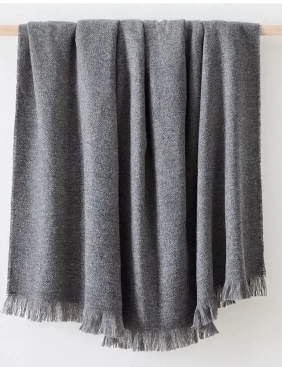 NEW West Elm Brushed Woven Throw Charcoal Gray 50