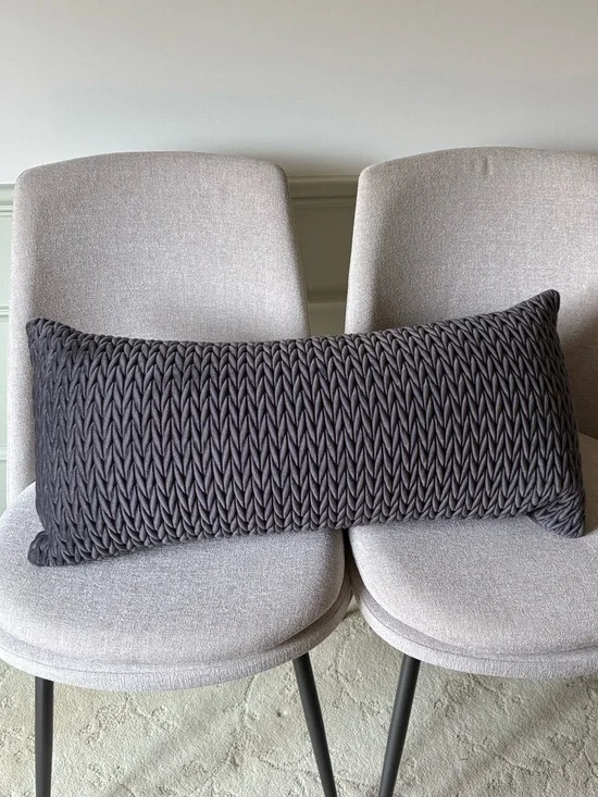 West Elm Velvet Texture Lumbar Pillow in Charcoal Gray