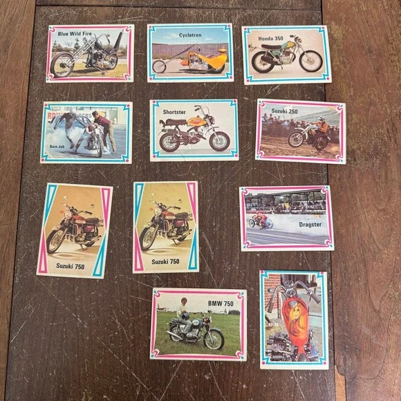Vintage Hot Bike Street Chopper Trading Cards‎ Lot 11 Suzuki Honda BMW Harley