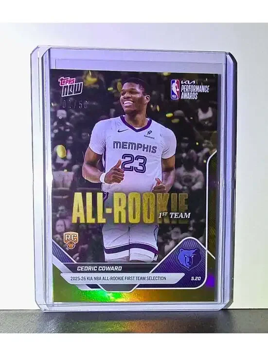 Cedric Coward Rookie 2025-26 Topps NBA All-Rookie 1st Team Gold 02/50 Grizzlies