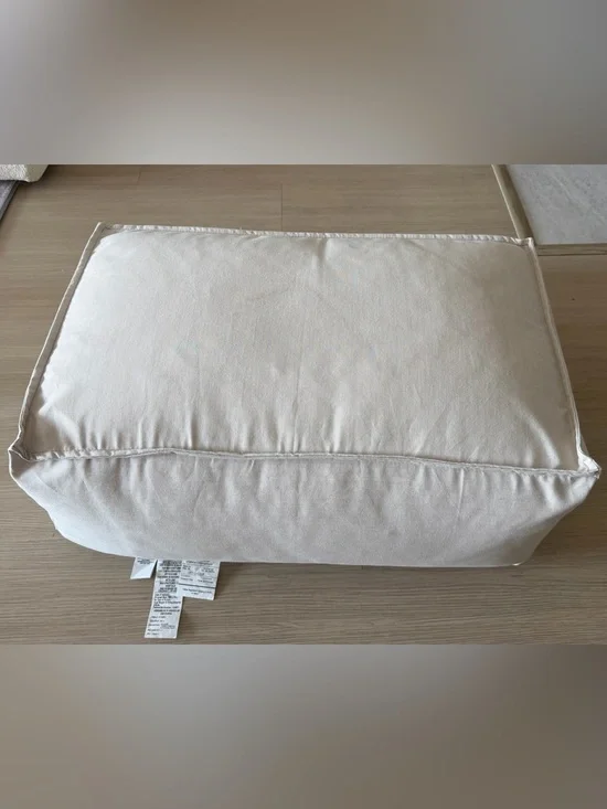 West Elm Cream Floor Pouf 30”Wx18”Dx13”H