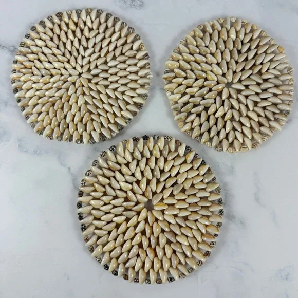 VTG Set of 3 Cowrie Shell Trivets 6
