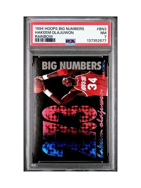 Hakeem Olajuwon 1994 NBA Hoops Big Numbers #BN3 Rainbow PSA 7 NM