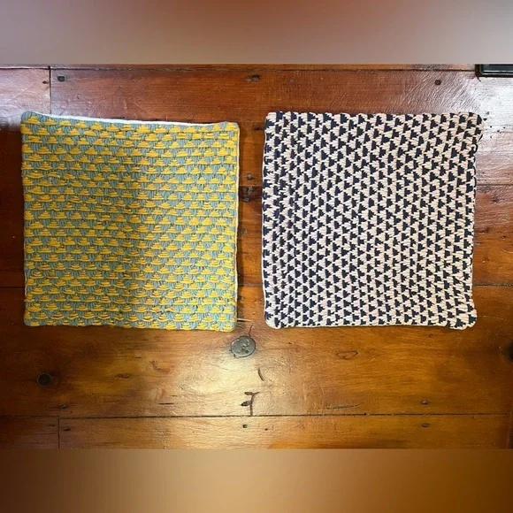 West Elm pillow covers (2) NWOT yellow green and blue pink 16x16