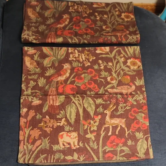 Pair Of West Elm Maroon  Animal Birds Print Decorative Pillow Cover 20