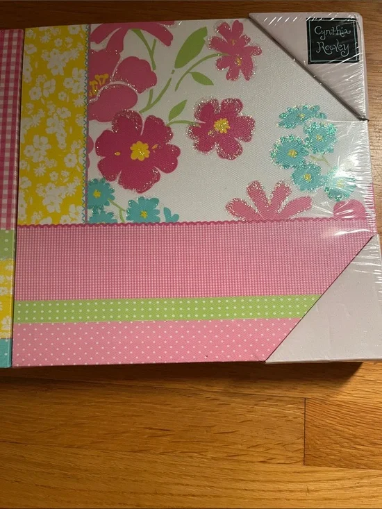 Cynthia Rowley Pink Floral Wall Art with Aqua and Yellow Accents 2 pieces, 12x12
