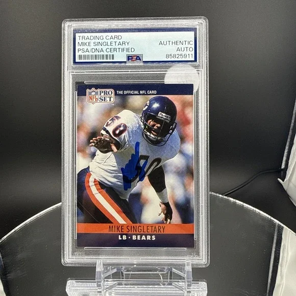 Mike‎ Singletary BEARS 1990 Pro Set Card Signed Auto Beckett BAS Slabbed
