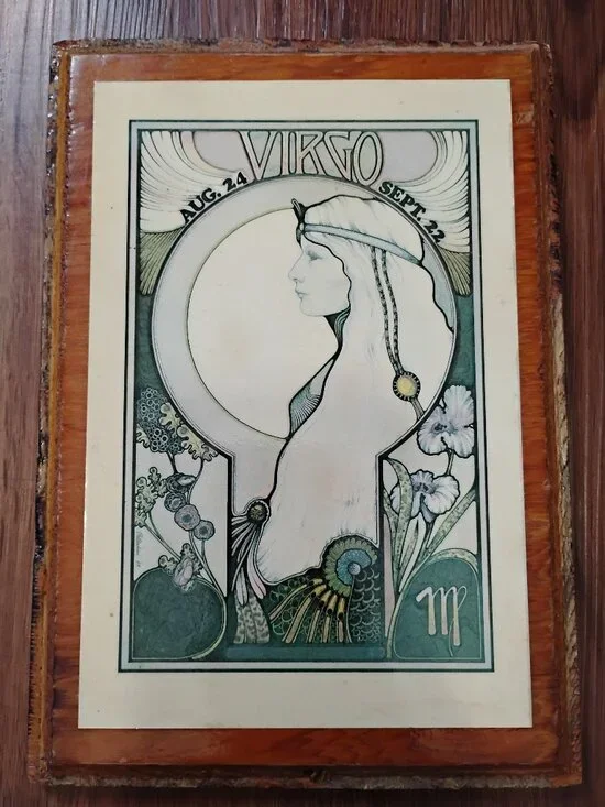 Vintage Virgo Art Nouveau  David Palladini 1969 Wall Panel