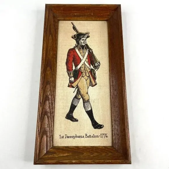 Vintage Framed Linen Art Pennsylvania Battalion 1776