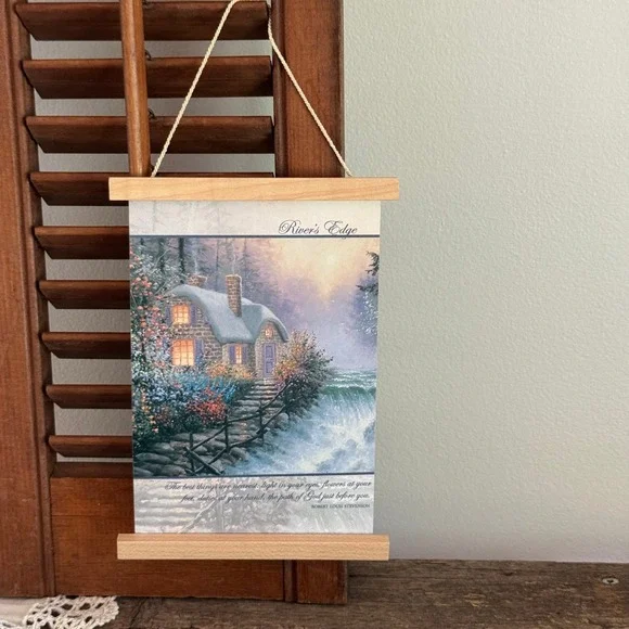 Rivers Edge Derk Hansen Cottage Sea Wall Hanging Art Scroll Coastal Cottagecore