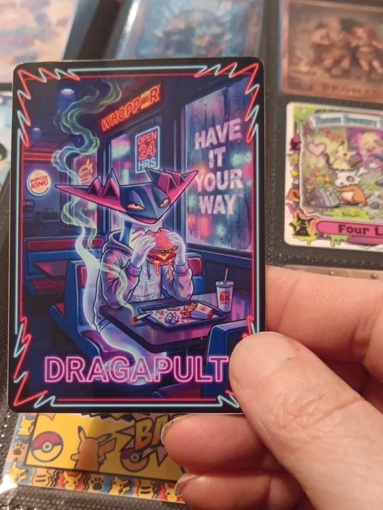 Dragapult Neon Retro Art Card featuring BK Burger Scene