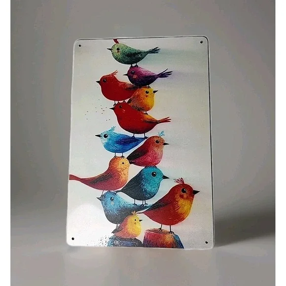 New Vintage Style Tin Watercolor Birds Home Decor‎ 12