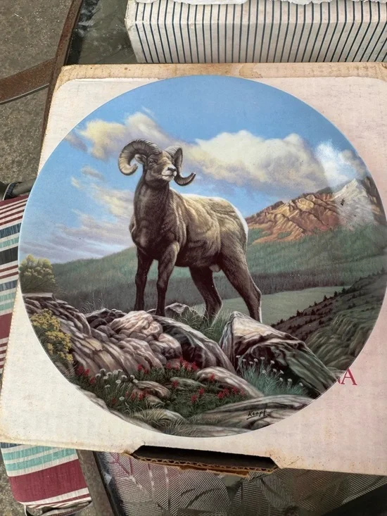 Royal Doulton Blue Scenic Bighorn Sheep Wall Plaque