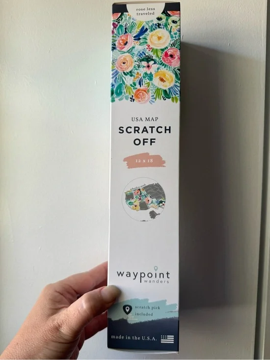Waypoint Wanders Floral US Scratch Off Map Rose Less Traveled 12x18 New in Box