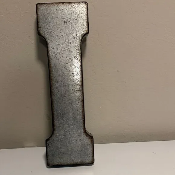 Galvanized Metal Letter I Wall Decor - Industrial Silver