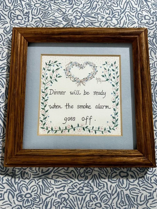 Super Cute Wood Framed Cottagecore Wall Art - 'Dinner Will Be Ready'