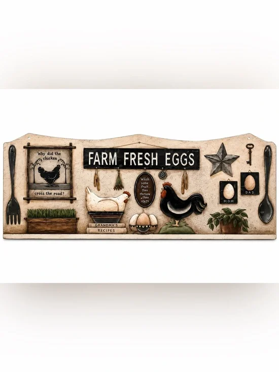NEW Heavy Duty Steel Farm Fresh Eggs Kitchen Metal Sign