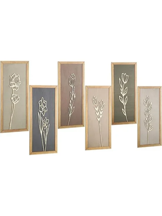 6 Pcs 3D Boho Floral Wall Art - Rustic Vintage Decor for Home, Bedroom & Kitchen