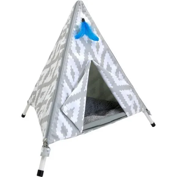 Kitty City Raised Teepee Bed Gray