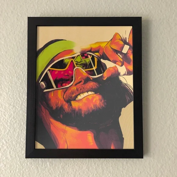 Framed Macho Man Wall Art | Wrestling Decor for Man Cave, Home, Office, or Gym
