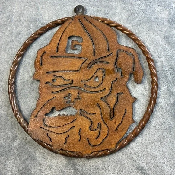 Georgia Bulldogs Metal Wall Art Rustic Copper Tone UGA Mascot Decor 12 Inch‎