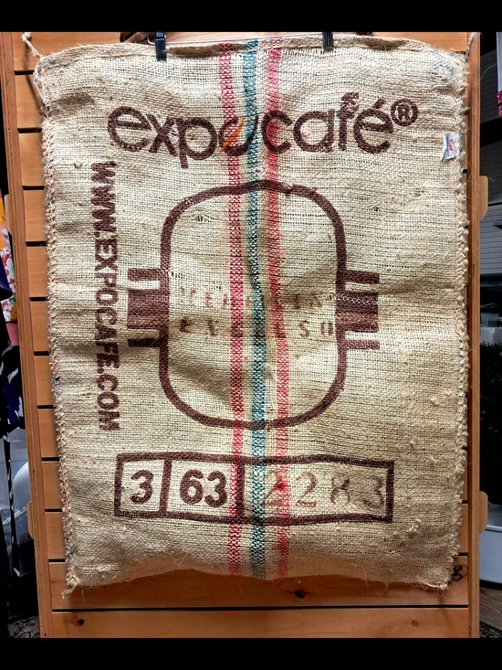Large Colombian Burlap Coffee Sack 40x28 Expocafe 70kg Jute Bag Craft Decor