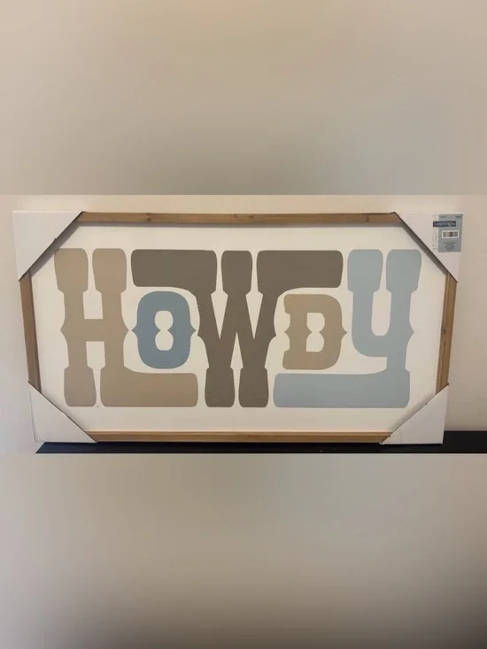 The Spring Shop Mid-Century Lettering Wall Art in Blue, Beige, and Gray