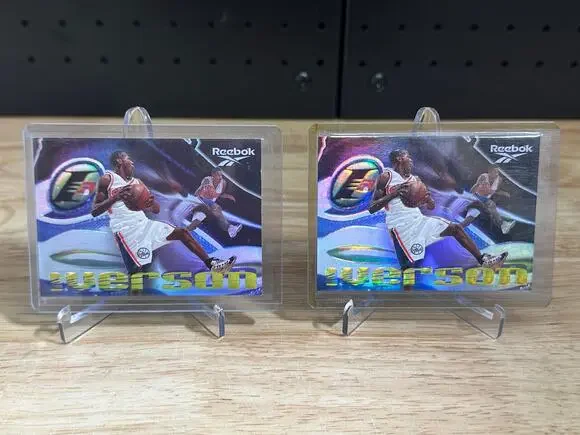 Lot of 2 Allen Iverson '97 SkyBox Premium Reebok Chase Embossed Foil Bronze card