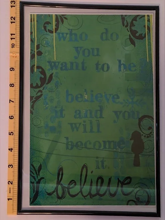 Inspirational 'Believe' Green Wall Art