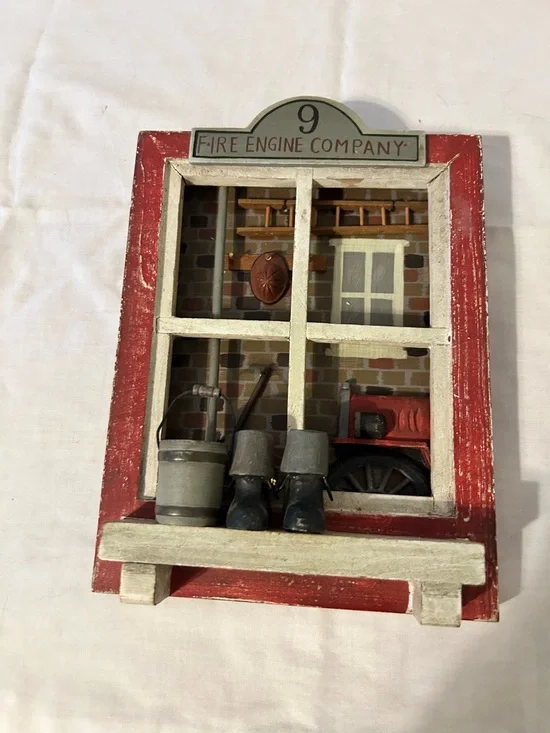 Vintage-Style Ohio Fire Engine Company #9 Wooden Window Box