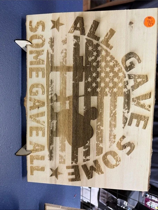 Wooden 'All Gave Some, Some Gave All' American Flag Wall Art - Natural Brown