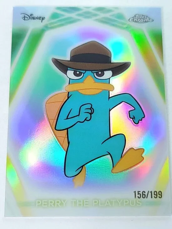 Perry Platypus Topps 2026 Disney Neon Holo Chrome Refractor Limited 156/199 CNE