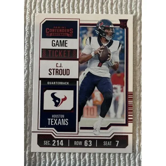 2023 Panini Contenders RC Red Foil Game Ticket‎ CJ Stroud #40 Houston Texans JS1