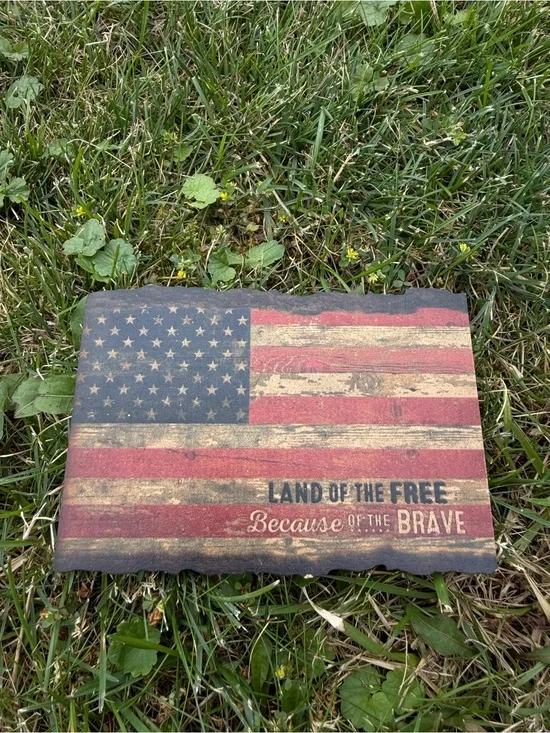 P. Graham Dunn Patriotic American Flag Land of The Free Distressed 4 x 6 Wood