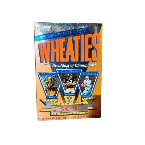 Wheaties Collectible Cereal Box-NFL Super Bowl 30th Anniversary 1996-Never Open