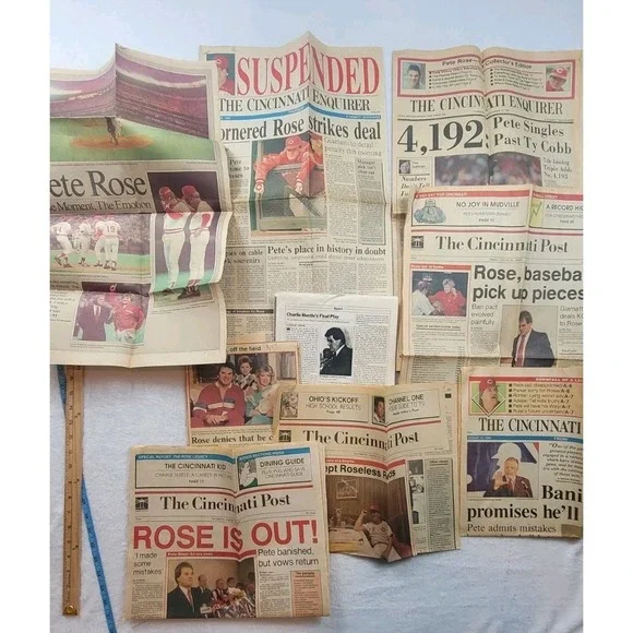 Lot Of Pete Rose 1989 Newspaper Clippings MLB Cincinnati Reds