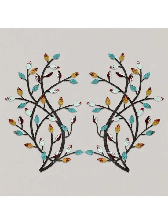 Metal Leaf Wall Decor - Olive Branch Art, Wrought Iron Scroll Sculpture for Home