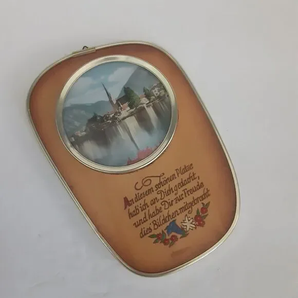Mid Century German Scenic Souevnir Plaque Old World Eclectic