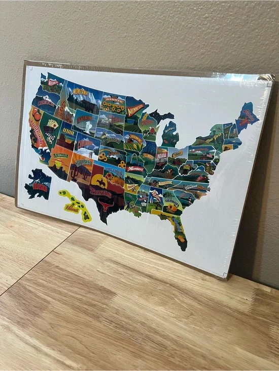 New USA 50 States Travel Map Sticker Set Sealed