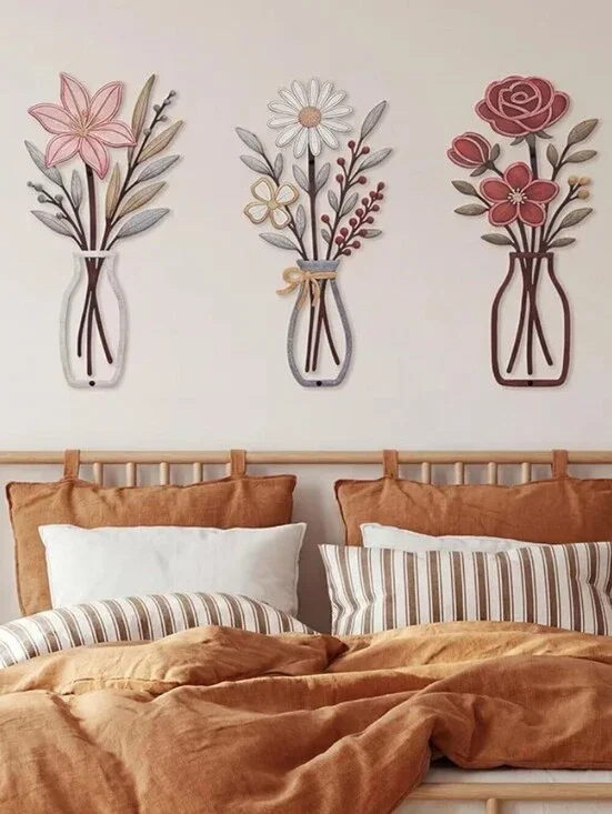 Floral Mason Jar Wall Art Trio - Pink, White & Rose