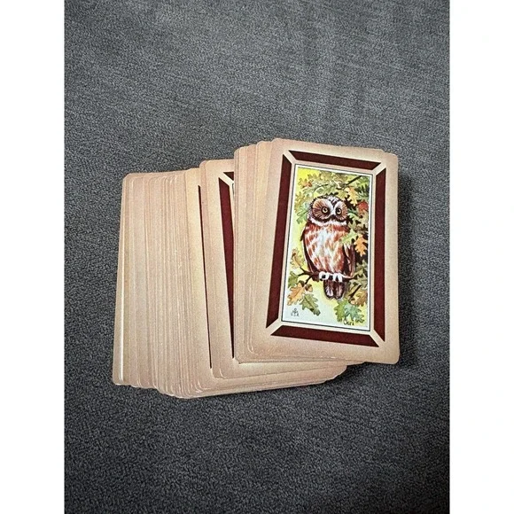 Vintage Owls Playing Cards MCM Colorful‎ w Jokers B&B Hippie Barn Owl