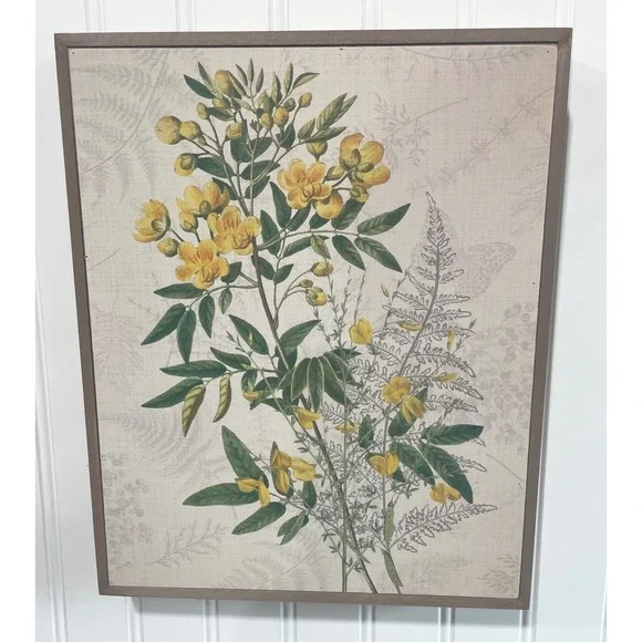 Col‎ House Designs Yellow Botanical Framed Wall Art Farmhouse Floral Decor 10x12