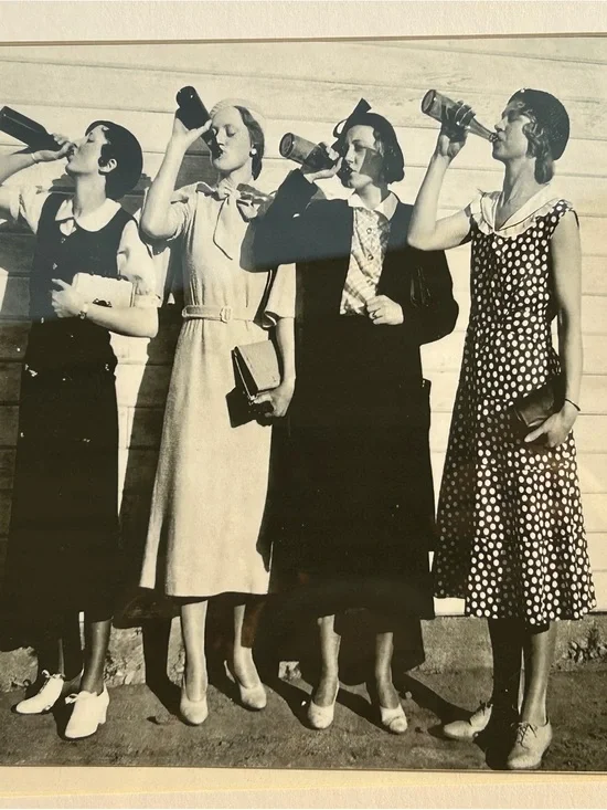 Framed Vintage Photo Print of Four Women Drinking Flapper Girls Letting loose