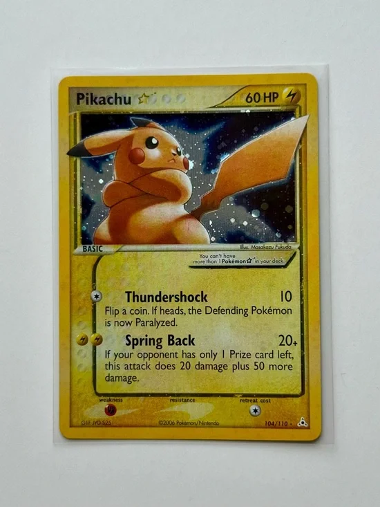 Pikachu Gold Star Holo Card 104/110 Holon Phantoms Series Fan Art Custom Card