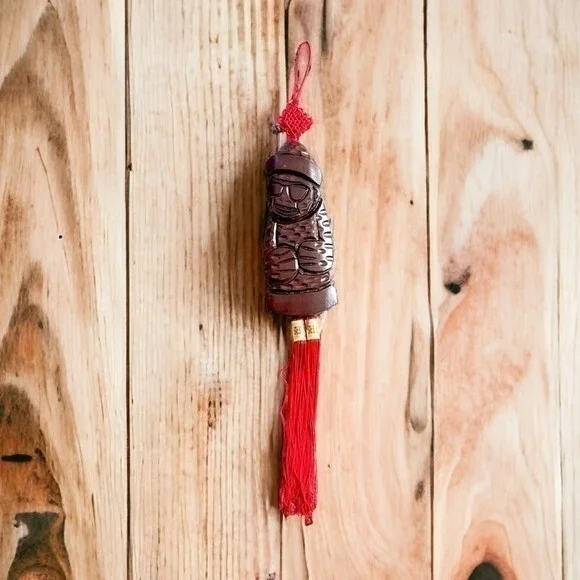 Handmade Asian Black Wood Amulet Wall Hanging Figurine Japan Import Vintage 8