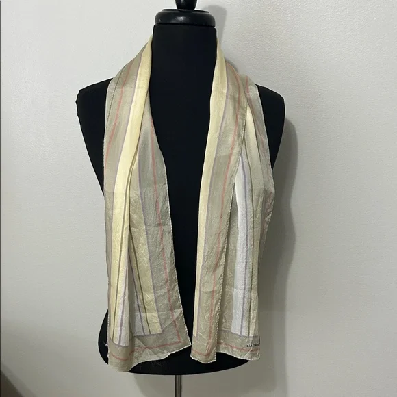 Vintage Liz‎ Claiborne 100% silk striped neck scarf.