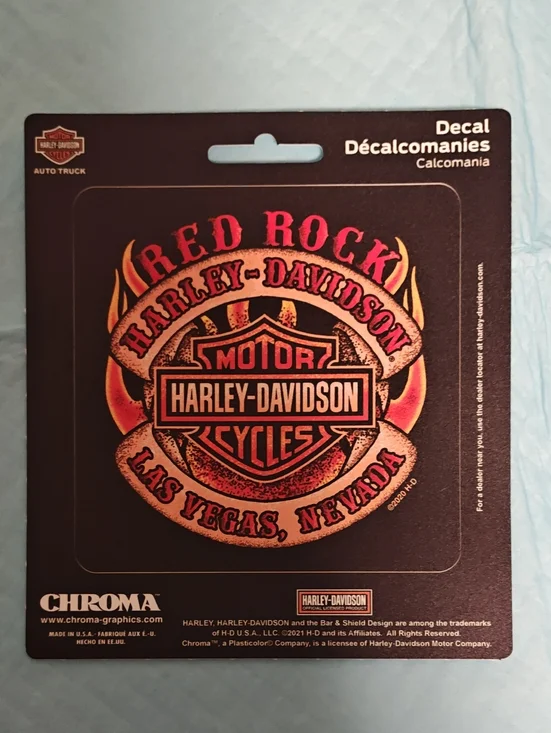 Harley-Davidson Black Decal with Red and Orange Flame Logo