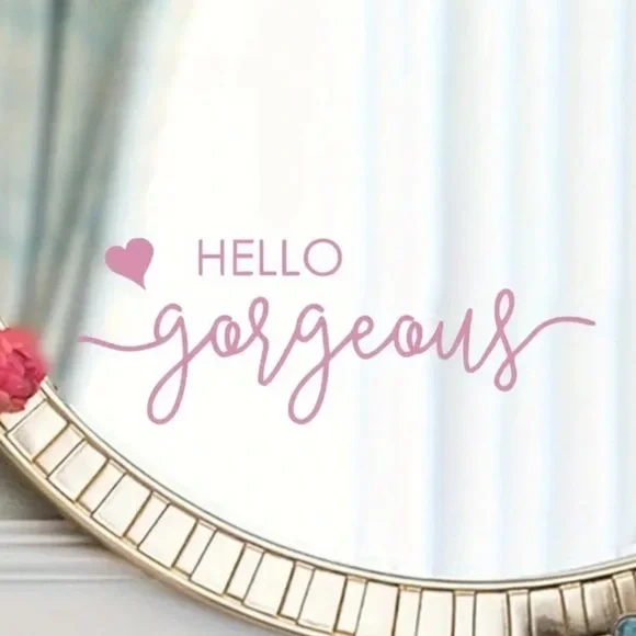 Hello Gorgeous Pink Wall Decal Art with Heart | Feminine Home Decor NWT