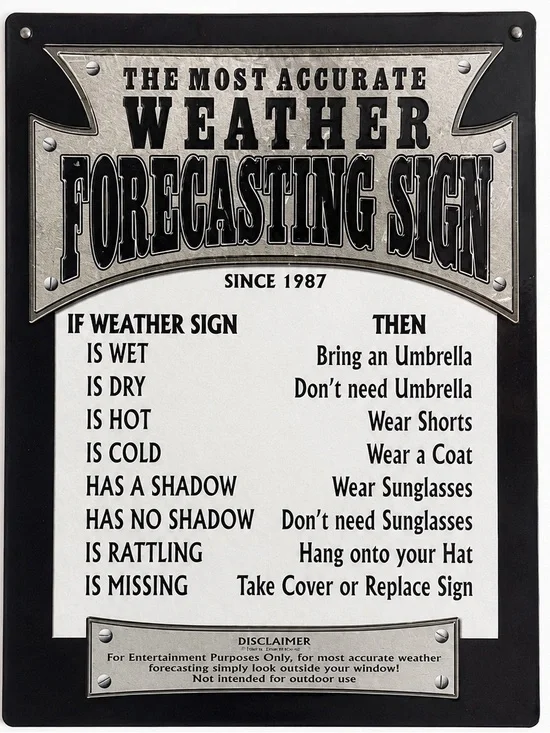 NEW The Most Accurate Weather Forecasting Metal Sign